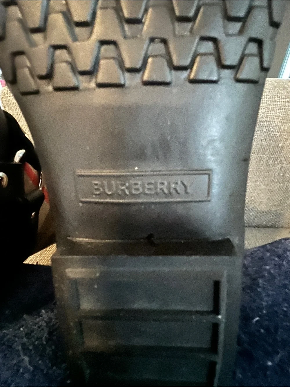 Burberry Plaid Rubber Rain Boots, Size 37